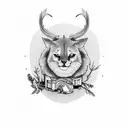 camping and animals tattoo design idea