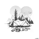 camping and animals tattoo design idea