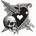 deep meaning text heart skull dagger tattoo design idea