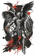 st. Michael the archangel slaying satin tattoo design idea