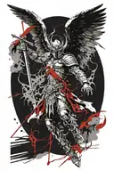 st. Michael the archangel slaying satin tattoo design idea