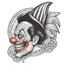 clown face with bars around it and the word cash on top tattoo design idea