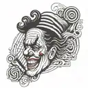 clown face with bars around it and the word cash on top tattoo design idea