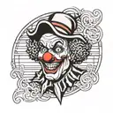 clown face with bars around it and the word cash on top tattoo design idea