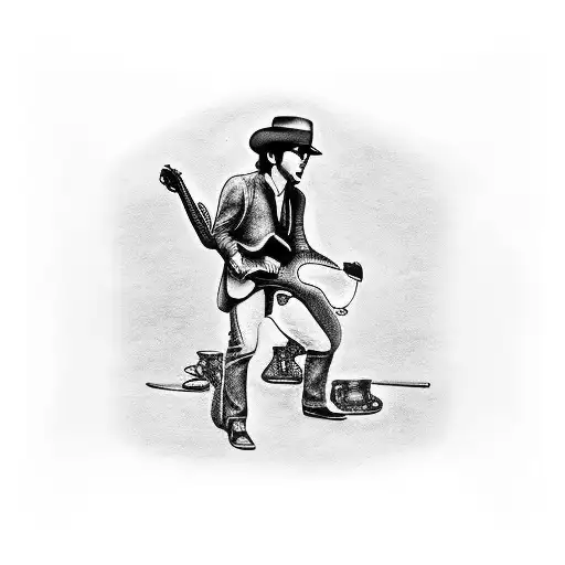 draw me a tatto that involves the beatles band in the wild west tattoo design idea