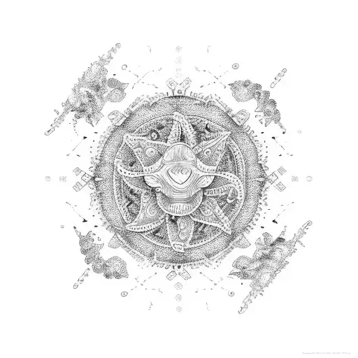 An intricate dotwork design featuring symbols of friendship and celebration, inspired by the vibrant energy of parties tattoo design idea