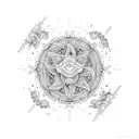 An intricate dotwork design featuring symbols of friendship and celebration, inspired by the vibrant energy of parties tattoo design idea