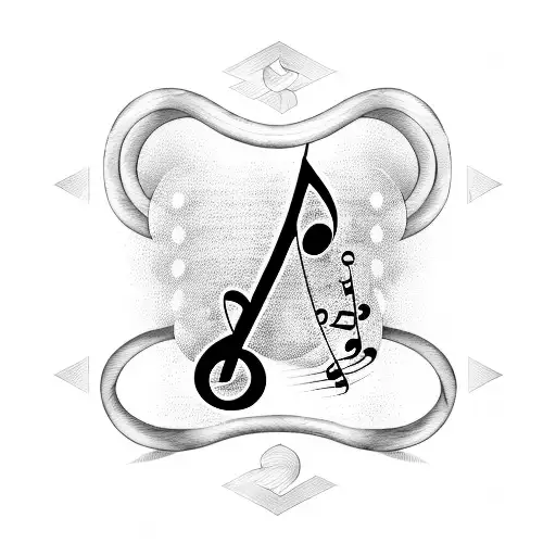 A musical note formed by a barbell and a football tattoo design idea