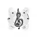 A musical note formed by a barbell and a football tattoo design idea