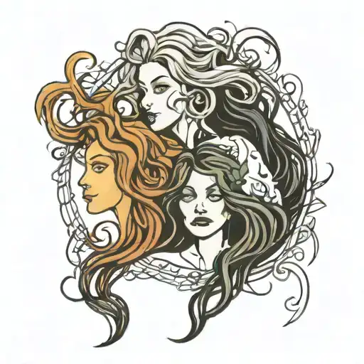 practical magic sisters hair tangled together tattoo design idea