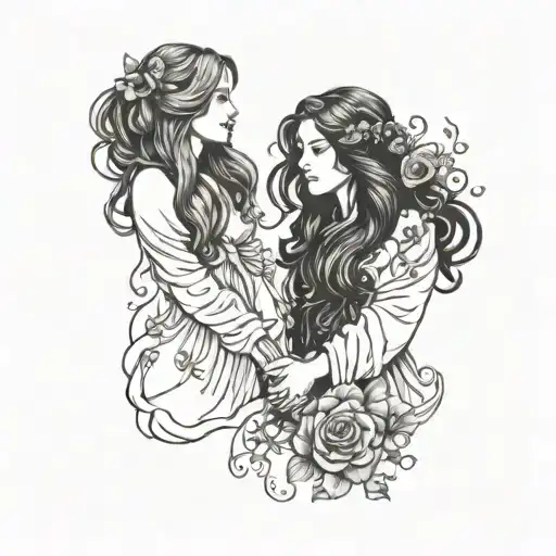practical magic sisters holding hands tattoo design idea