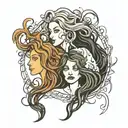 practical magic sisters hair tangled together tattoo design idea