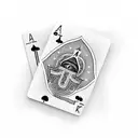 A hamsa hand holding a deck of poker cards tattoo design idea