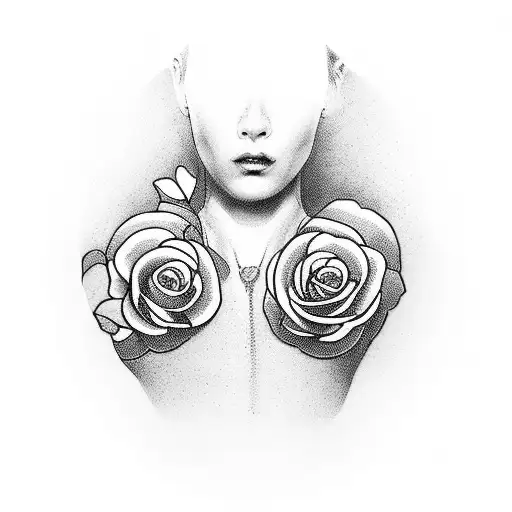 A dynamic athlete in action, surrounded by a halo of roses tattoo design idea