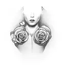 A dynamic athlete in action, surrounded by a halo of roses tattoo design idea