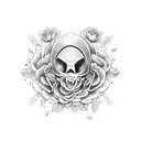 A dynamic athlete in action, surrounded by a halo of roses tattoo design idea