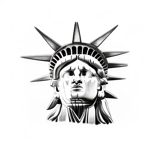statue of liberty with corpse paint tattoo design idea