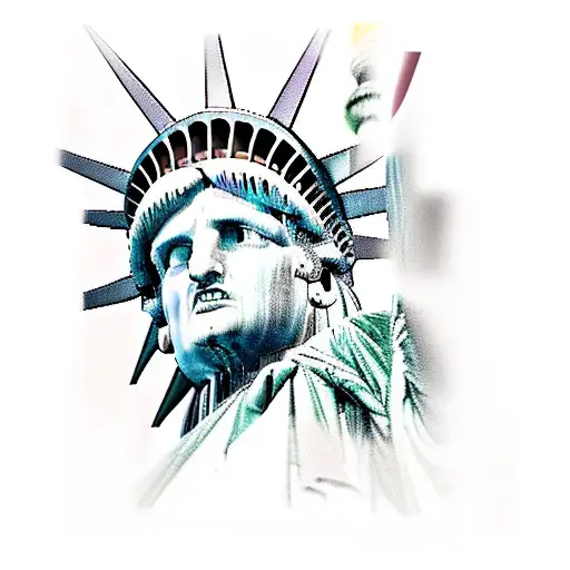 statue of liberty with corpse paint tattoo design idea