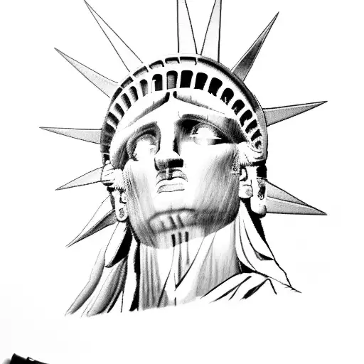 statue of liberty with corpse paint tattoo design idea