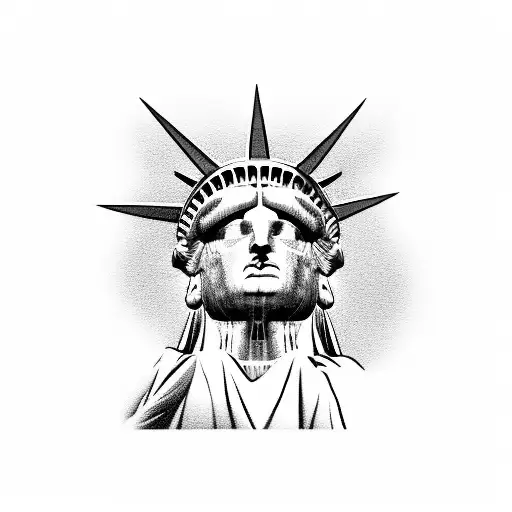 statue of liberty with corpse paint tattoo design idea
