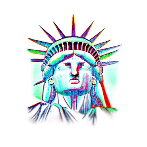 statue of liberty with corpse paint tattoo design idea
