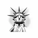 statue of liberty with corpse paint tattoo design idea