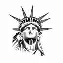 statue of liberty with corpse paint tattoo design idea