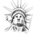 statue of liberty with corpse paint tattoo design idea