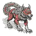 demon wolf standing guard tattoo design idea