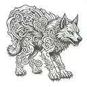 demon wolf standing guard tattoo design idea