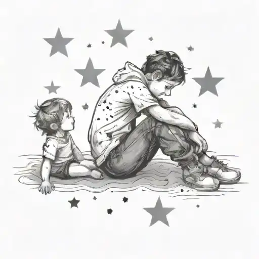 A constellation of stars spelling out your son's name tattoo design idea