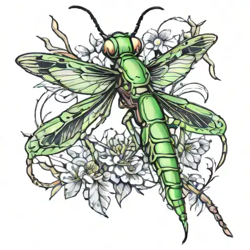 Mantis Line Drawing tattoo design idea