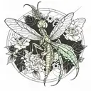 Mantis Line Drawing tattoo design idea