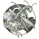 Mantis Line Drawing tattoo design idea