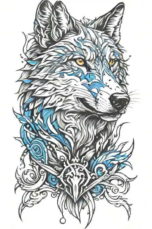 Warrior wolf freedom  tattoo design idea