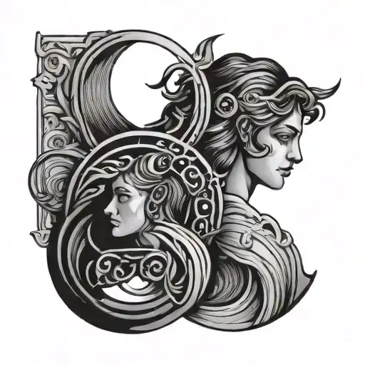Gemini Libra and Leo sign minimal line art tattoo design idea