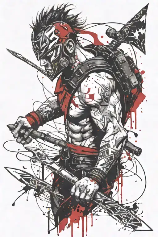 warrior wielding tattoo design idea