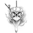 Sword skull snake knight tattoo design idea