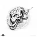 Sword skull snake knight tattoo design idea