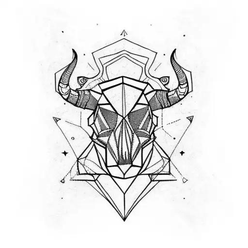 Capricorn skull  tattoo design idea