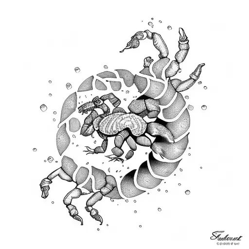 Scorpion Rooster Water Opal tattoo design idea