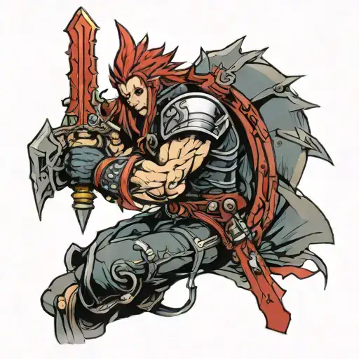 red 13 final fantasy 7 warrior tattoo design idea
