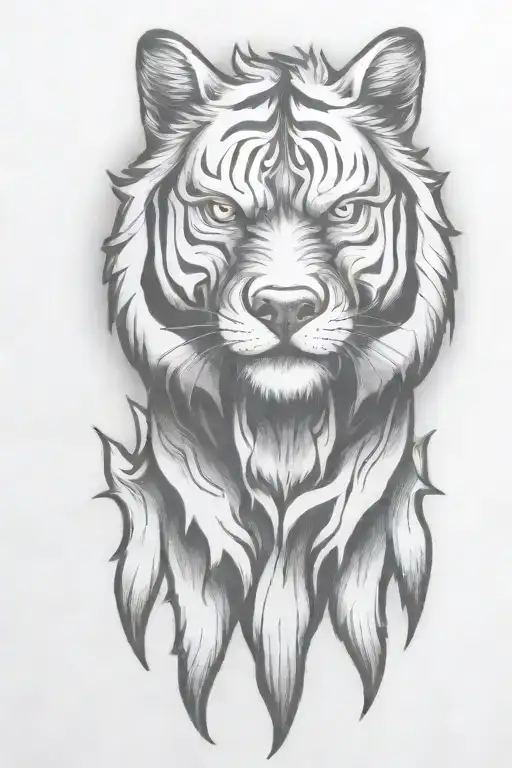 hell hound dog  with flames   tattoo design idea