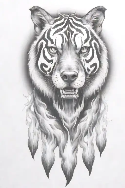 hell hound dog  with flames   tattoo design idea