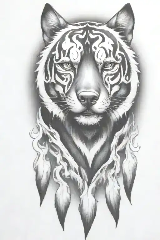 hell hound dog  with flames   tattoo design idea