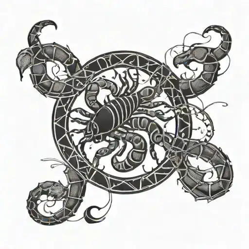 scorpio and cancer zodiac sign tattoo design idea