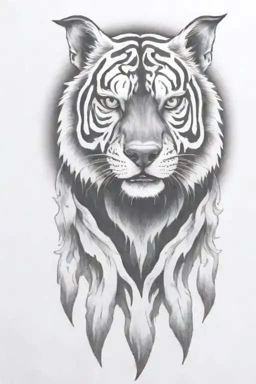 hell hound dog  with flames   tattoo design idea