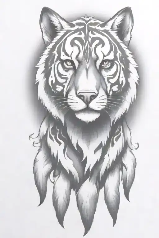 hell hound dog  with flames   tattoo design idea