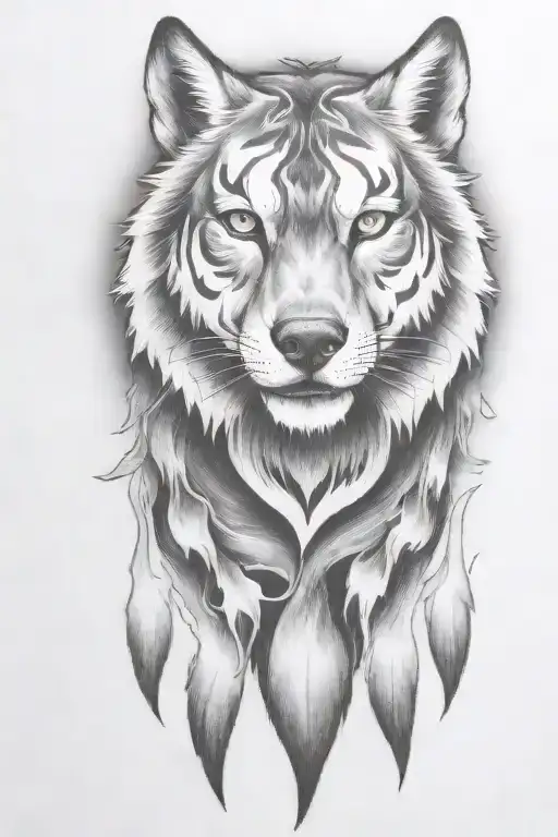 hell hound wolf   with flames coming downwards tattoo design idea