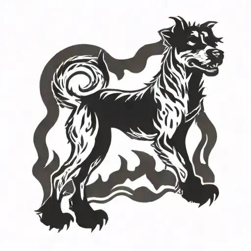 hell hound dog tattoo design idea